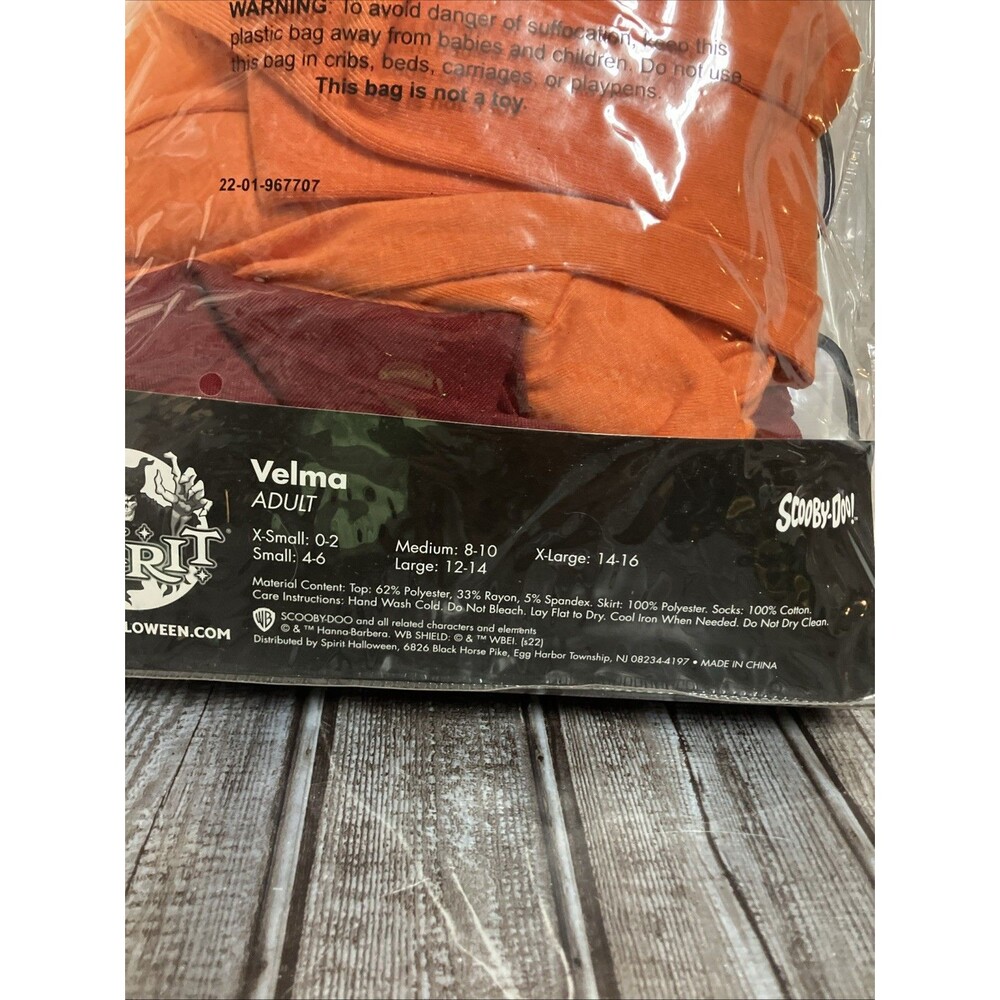 New In Package Velma Costume Complete Scooby-Doo Halloween Party Adult XS 0-2 - Picture 10 of 11